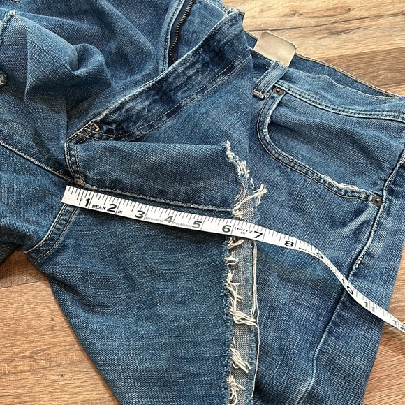 AMBERCROBI MENS 5-POCKETS BAGGY VINTAGE SHORT JEANS BLUE Sz W36 - Picture 12 of 14